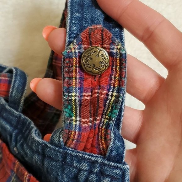 Vintage Oshkosh Denim Jumper Overall Dress‎ Plaid - Picture 6 of 9